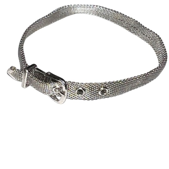 Silver Mesh Belt Buckle Bracelet with 2 other Silver Tone Vintage Bracelets - Picture 5 of 7